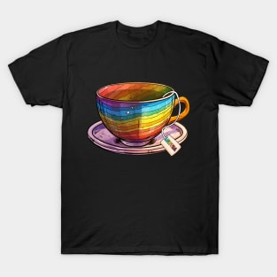 Proud LGBTQ gay pride tea drinker Rainbow Colored Tea Cup LGBTea T-Shirt